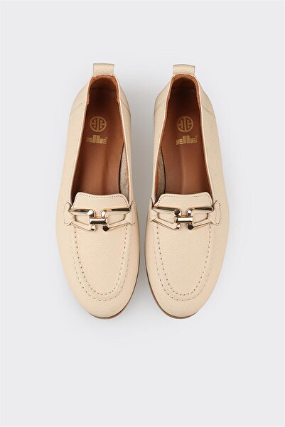 Elle Shoes Bej Deri Kadın Günlük Ayakkabı