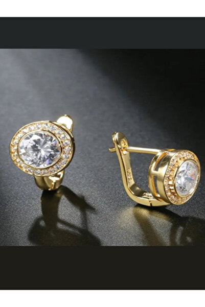 Kelan Cercei din argint placați cu aur de 14k cu elemente rotunde din cristal