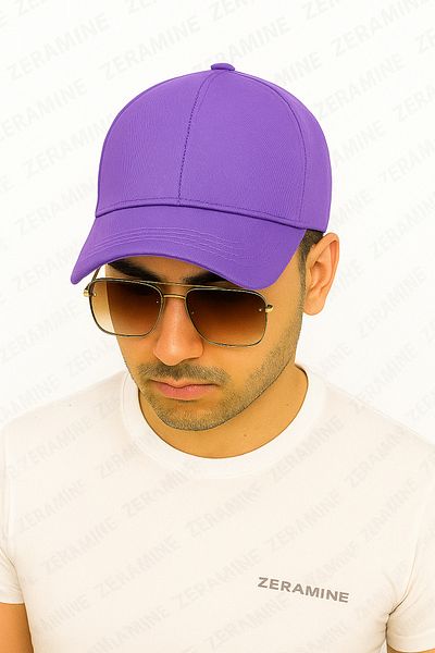 ZERAMİNE Purple Flat Hat Unisex Model 100% Cotton Velcro Adjustable Women-Men