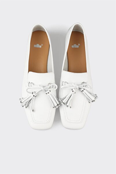 Elle Shoes Beyaz Deri Kadın Günlük Ayakkabı