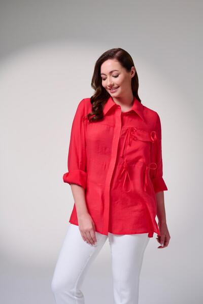 DE WHITES BÜYÜK BEDEN CEP KISMI BAĞCIK DETAYLI GÖMLEK