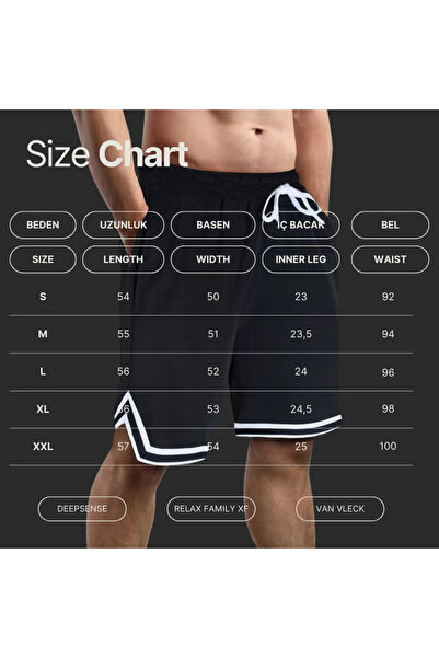 DEEPSENCE Erkek Siyah Extraforlu Penye Şort Basketbol Futbol Fitness Spor Egzersizi Koşu