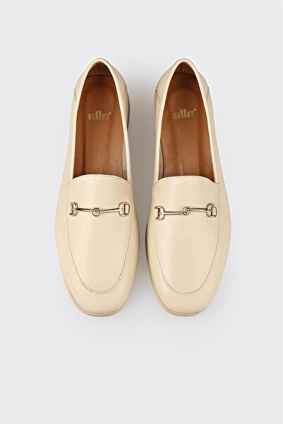 Elle Shoes Ekru Deri Kadın Günlük Ayakkabı