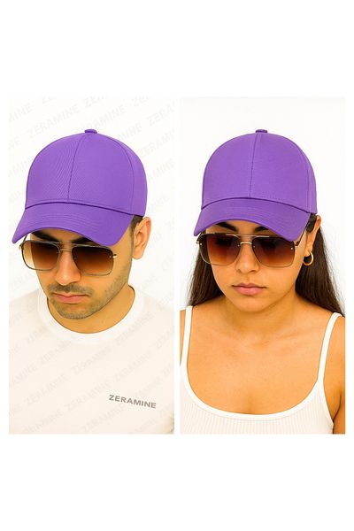 ZERAMİNE Purple Flat Hat Unisex Model 100% Cotton Velcro Adjustable Women-Men