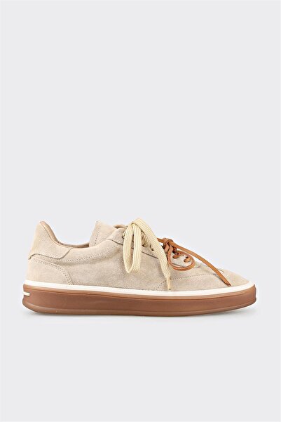 Elle Shoes Bej Deri Spor Ayakkabı