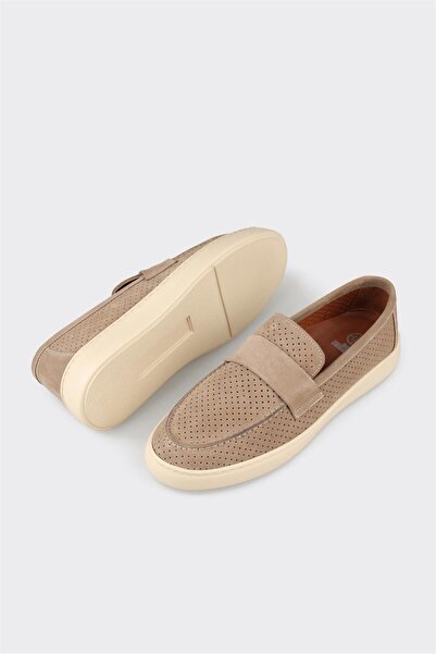 Elle Shoes Bej Deri Erkek Günlük Ayakkabı