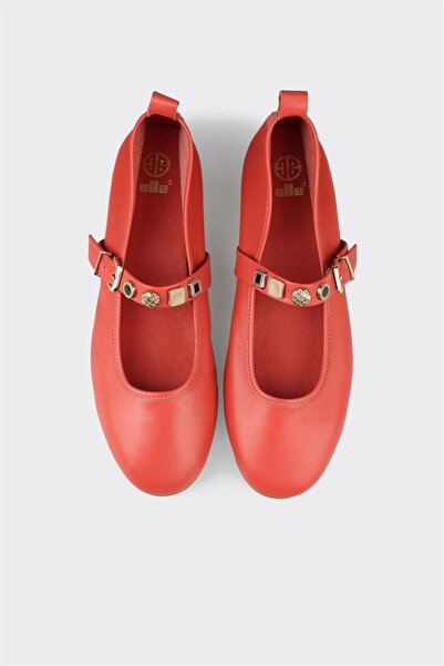 Elle Shoes Kırmızı Deri Kadın Günlük Ayakkabı
