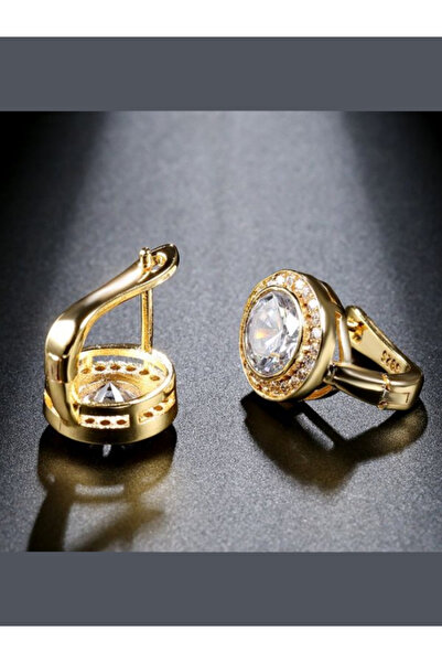 Kelan Cercei din argint placați cu aur de 14k cu elemente rotunde din cristal