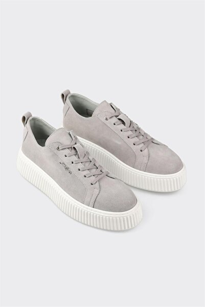 Elle Shoes Gri Deri Erkek Spor Ayakkabı