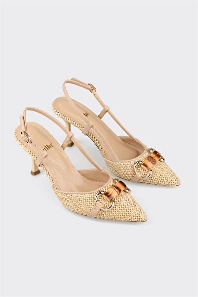 Elle Shoes Naturel Kadın Topuklu Ayakkabı