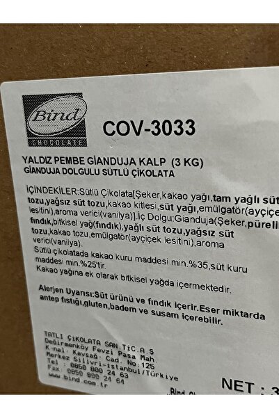 Bind Chocolate YALDIZ PEMBE GIANDUJA KALP 500 gr