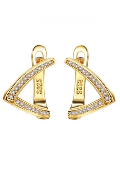 Kelan 14K gold plated earrings with fine crystals – triangular design