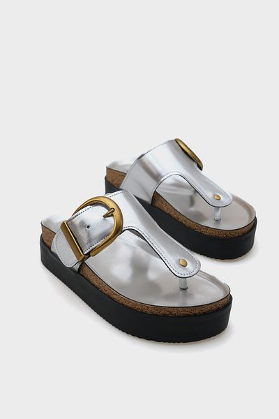 Capone Outfitters Margot Wedge Heeled Flip Flop Single Buckle Women's Comfort Slippers
