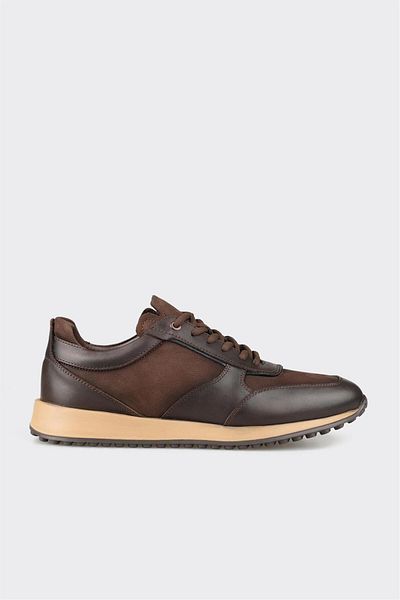 Elle Shoes Brown Leather Men's Sports Shoes