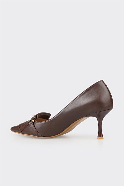 Elle Shoes Brown Leather Women's Heeled Shoes