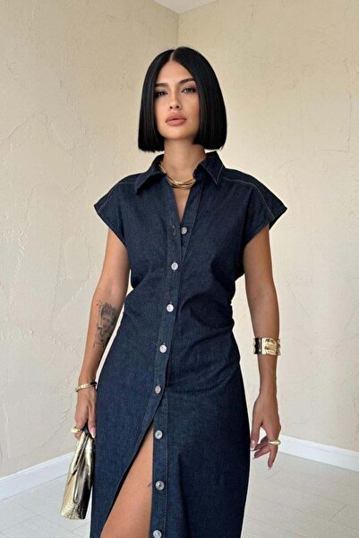 Lady Moss Rochie albastră căptușită fără mâneci