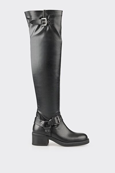 Elle Shoes Siyah Kadın Düz Çizme