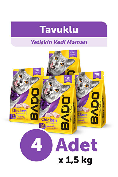 Bado Kısırlaştırılmış Kedi Maması Tavuk Etli 1,5 Kg 4'lü