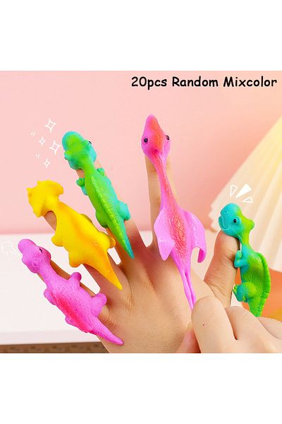 Choice 20pcs Random 10/20pcs Dinosaur Finger Catapult Decompression Toy Tpr Finger Dinosaurs Slingshot For
