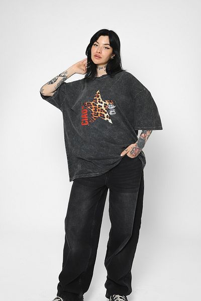 Sekizbiraltı Μαύρο μπλουζάκι με στάμπα Ciao Star Oversize Unisex Washable