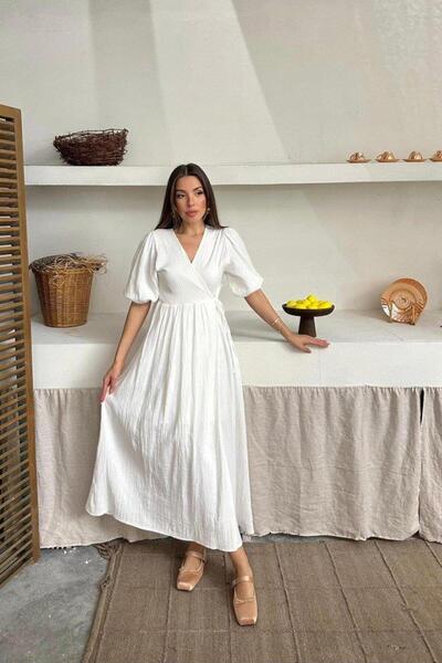 MAREANDPANDA Μακρύ φόρεμα Ecru Muslin