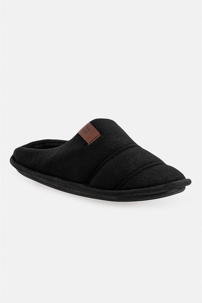 Avva Men's Black 100% Wool House Slippers A31y8330