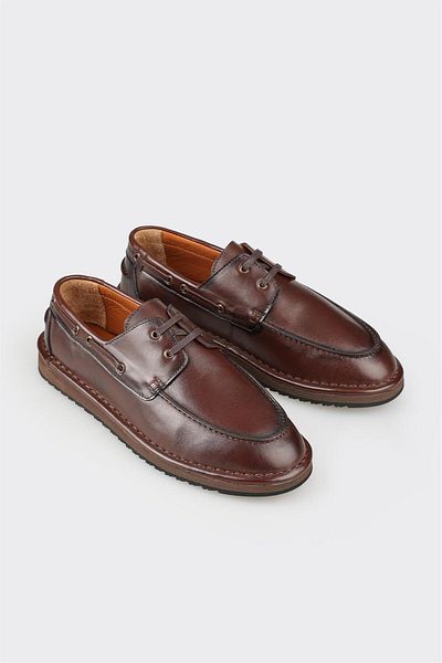 Elle Shoes Καφέ Δερμάτινα Ανδρικά Casual Παπούτσια