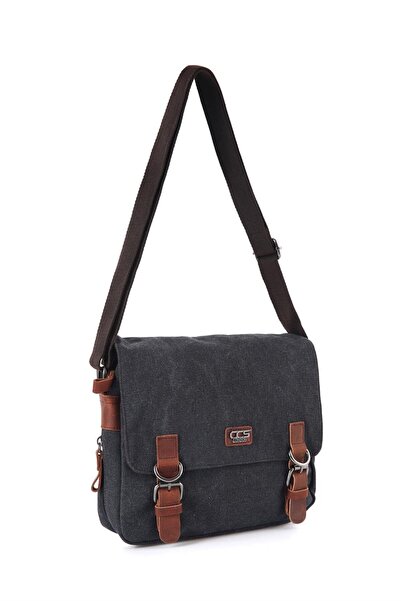 ÇÇS 31462 Kanvas Postacı Askılı Omuz Çantası Siyah