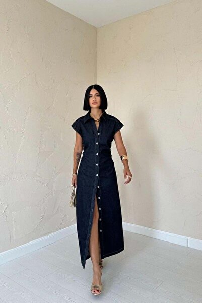 Lady Moss Rochie albastră căptușită fără mâneci