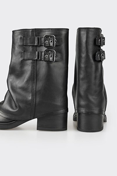 Elle Shoes Siyah Deri Kadın Günlük Bot