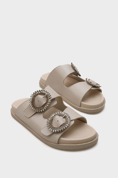 Capone Outfitters Marice Stone Buckle Flat Heeled Women's Slippers