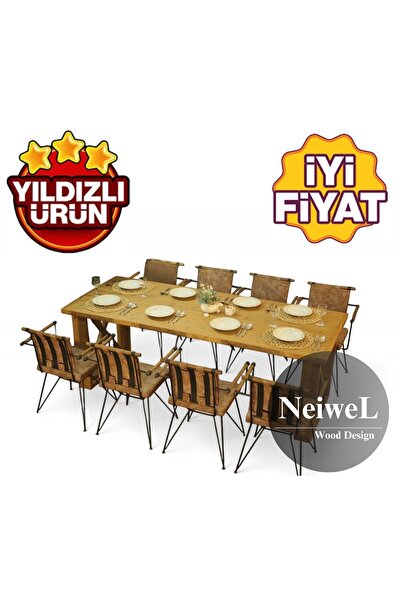 Neiwel Leis Doğal Ahşap Mutfak ve Yemek Masası-120-220