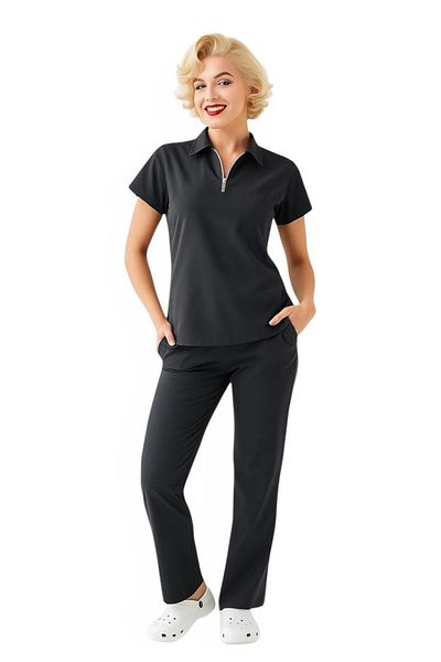 Myscrubs Moonlight@Polocollar Zippered Strech Scrubs Suit