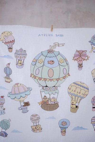Atelier Babbi %100 Pamuk Çift Katlı Müslin Örtü - Kapadokya 100x100 cm