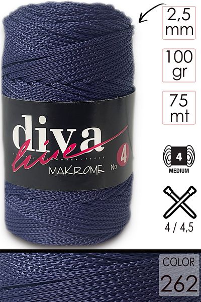 Diva İplik Diva Macrame Twine Thick (NO:4) 262 Navy Blue.