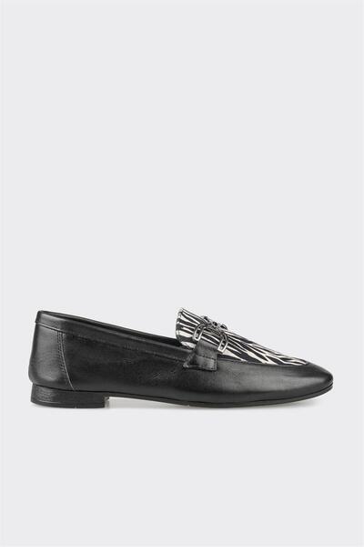 Elle Shoes Siyah Deri Kadın Loafer