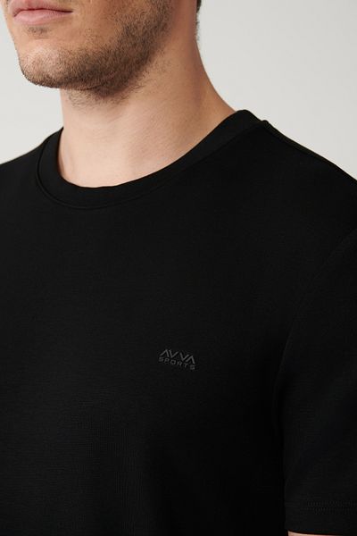 Avva Men's Black Crew Neck Printed T-Shirt A32Y1091