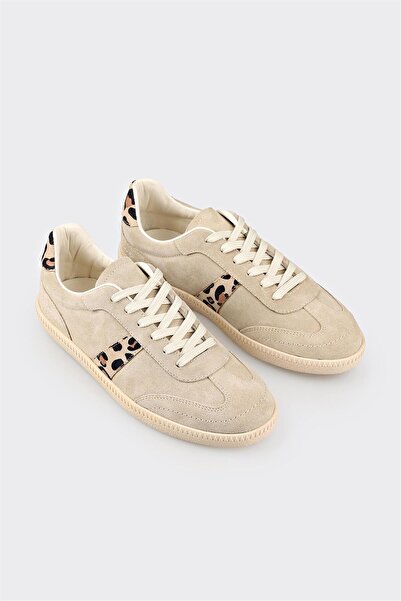 Elle Shoes Bej Deri Kadın Spor Ayakkabı