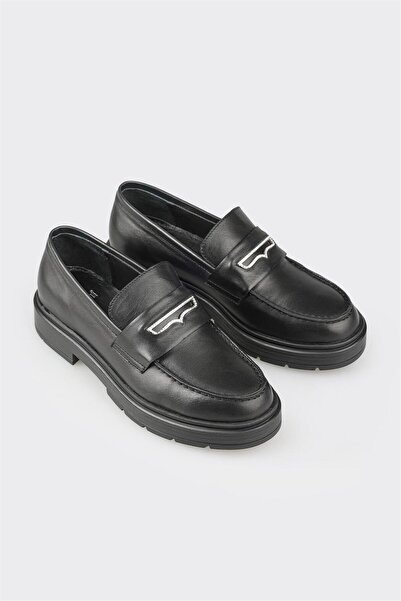 Elle Shoes Siyah Deri Kadın Günlük Ayakkabı