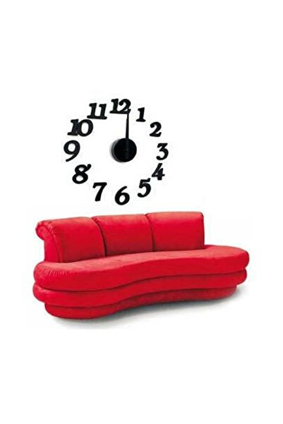 Bundera 3d Duvar Saati Duvara Yapışan Sticker Saat Kendinden Yapışkanlı Dekoratif Salon Mutfak Duvar Saati