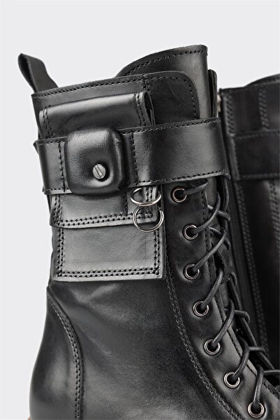 Elle Shoes Siyah Deri Kadın Günlük Bot