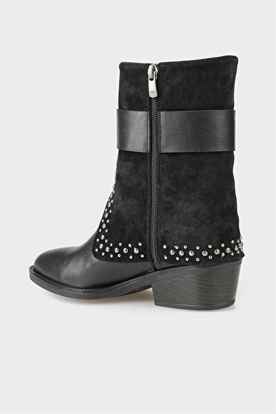 Elle Shoes Siyah Deri Kadın Bot