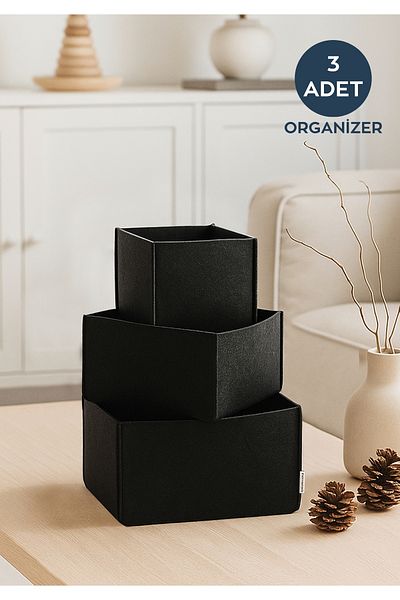 HOMİNG Multi-Purpose 3' Felt Box Organizer Basket Set Hmy-6269