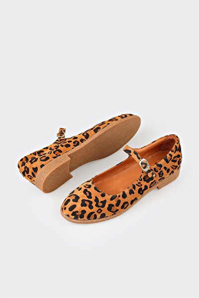 Elle Shoes Taba Deri Kadın Babet