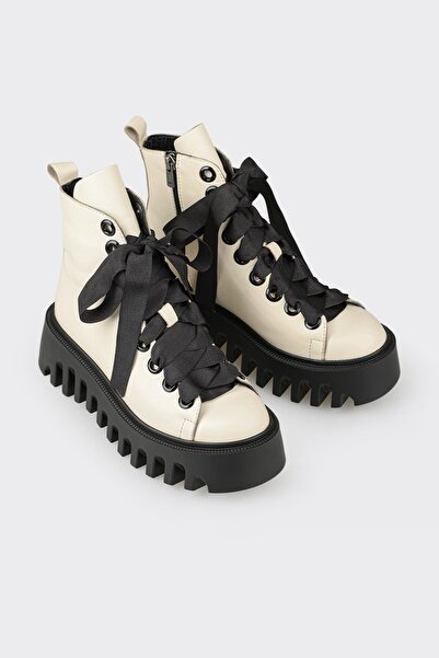 Elle Shoes Bej Deri Kadın Günlük Bot