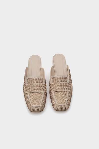 Capone Outfitters Γυναικείες Loafer Παντόφλες Satin Stone