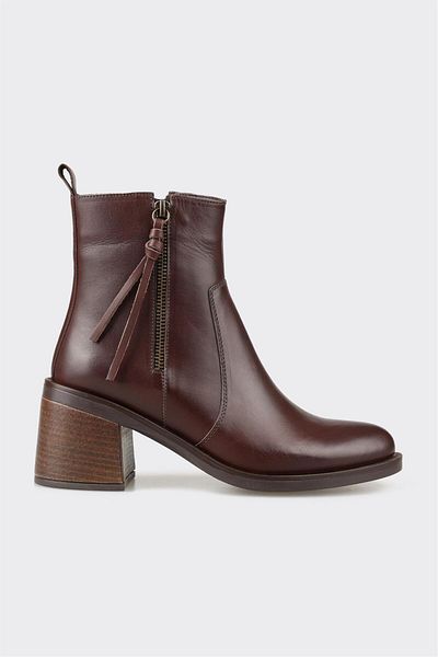 Elle Shoes Καφέ Δερμάτινες Γυναικείες Casual Μποτάκια