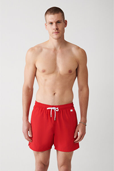Avva Férfi piros, gyorsan száradó normál méretű, sima, speciális hordtáskával fürdőruha fürdőnadrág A31y3800