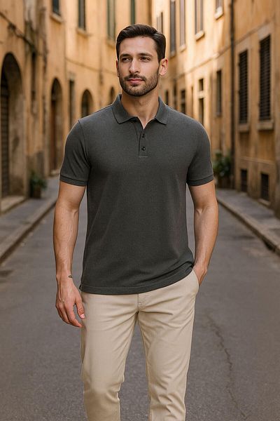 MARKAPIA Ανδρικό μπλουζάκι Polo Neck - 100% βαμβάκι
