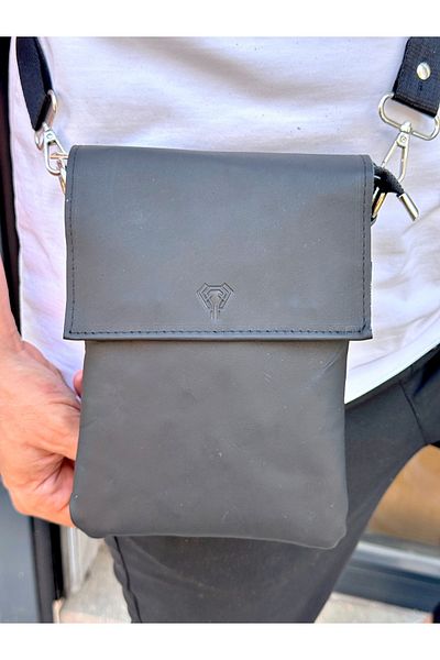 Fil Deri Genuine Leather - Magnetic - Hanger - Zippered - Shoulder Bag 1012